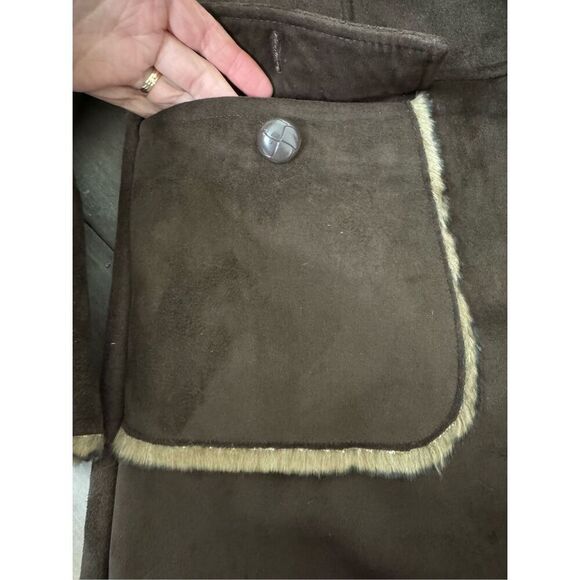 Orvis Penny Lane Aspen Faux Fur Brown Lined Coat Size Medium - Picture 7 of 11